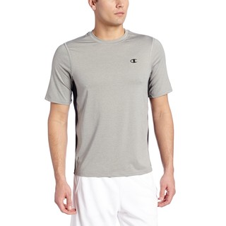 Champion【灰色．PowerFlex短袖彈性排汗衣T3333】Tag-free．Double Dry永久吸排