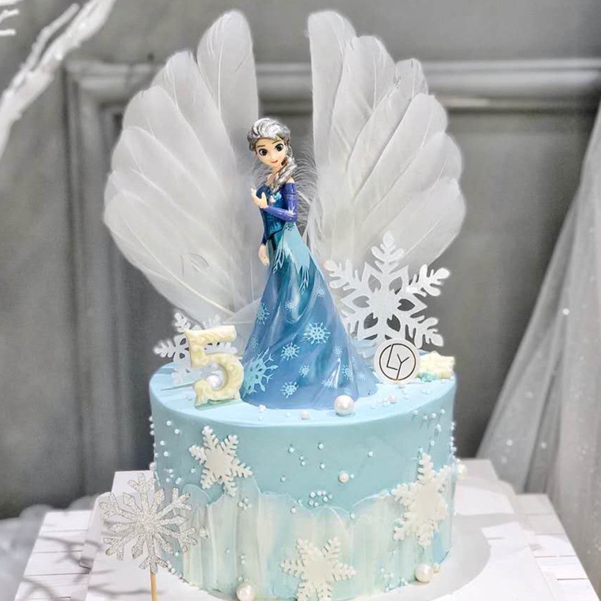 迪士尼公主卡通模型冷凍蛋糕擺件女孩禮物娃娃玩具艾爾莎公主微型兒童紀念品婚禮生日派對裝飾品
