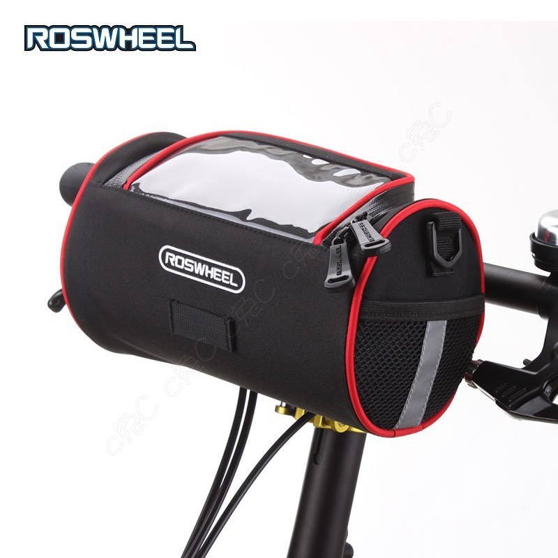 Roswheel-全新小折疊車圓筒車頭包：側背觸控手機袋 小摺疊車手袋 腳踏車把包 自行車前包 單車把手袋 手機架龍頭包