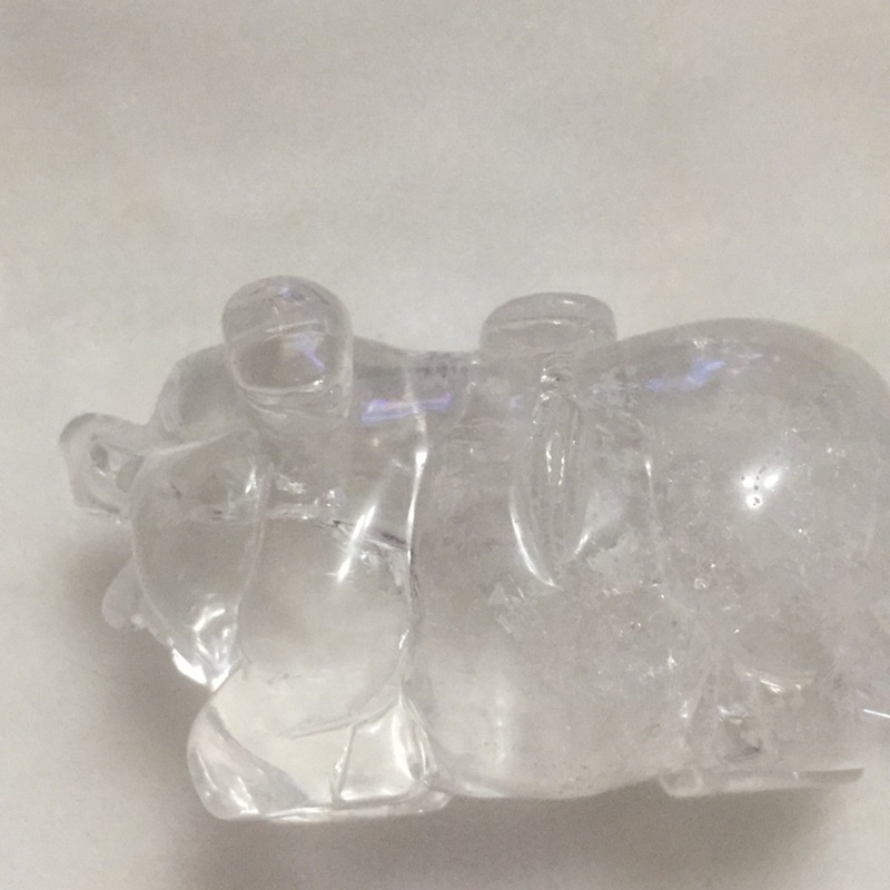 白水晶福氣豬擺件