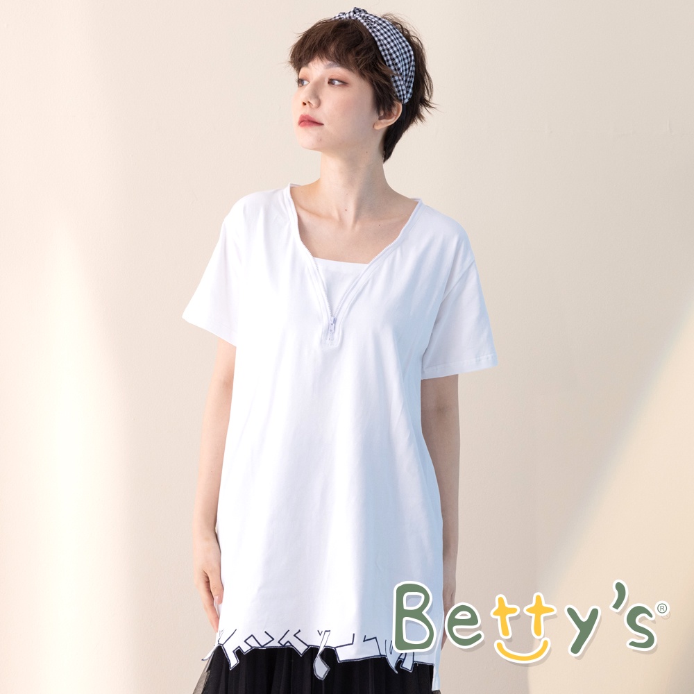 betty’s貝蒂思(11)設計款LOGO長板T-shirt (白色)
