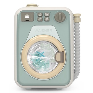 ~【收藏家】~【迷你電動滾筒洗衣機】兒童洗衣機玩具 電動迷你滾筒洗衣機 模擬可轉動能加水 粉藍色