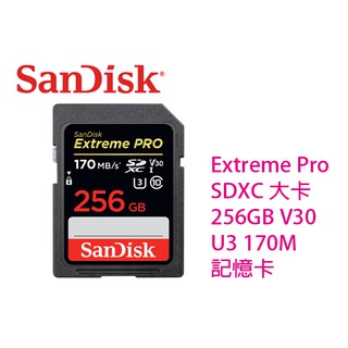 新款 Sandisk Extreme Pro SDXC 256G 512G V30 U3 170M 記憶卡 相機專用