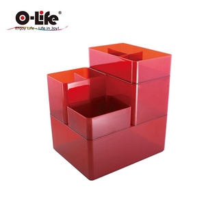 O-Life B-013置物整理收納盒/ 紅色款 eslite誠品