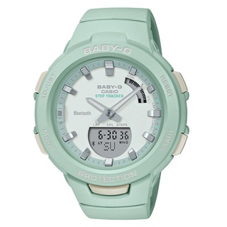 【CASIO 卡西歐】BABY-G 智慧藍芽馬卡龍色輕薄錶殼雙顯錶-粉綠(BSA-B100CS-3A)