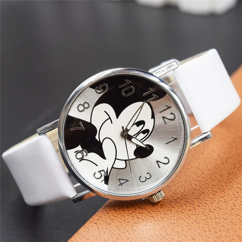 新款 女生手錶 米老鼠皮革 迪士尼手錶 可愛卡通手錶 米奇流行石英手錶   個性 潮流時尚配件  現貨 生日禮物