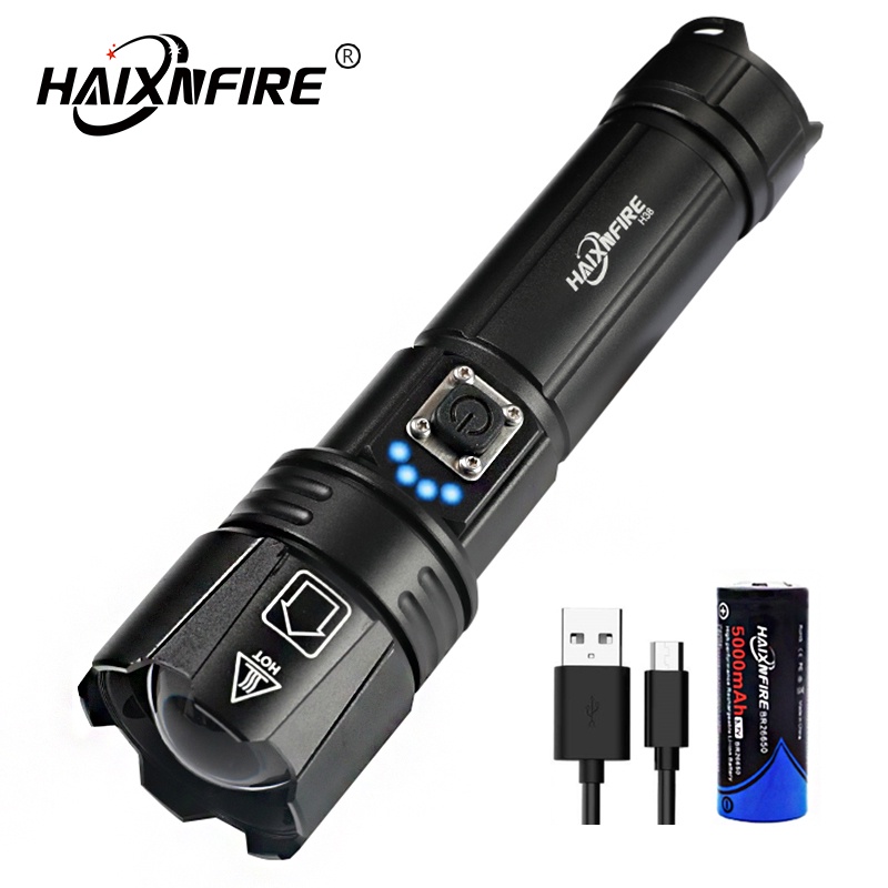 Haixnfire H38 XHP70燈珠強光手電筒超亮遠射USB充電戶外狼眼超長續航家用防水