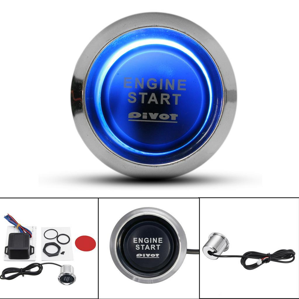 12v 通用汽車發動機啟動按鈕開關點火入門套件藍色 LED