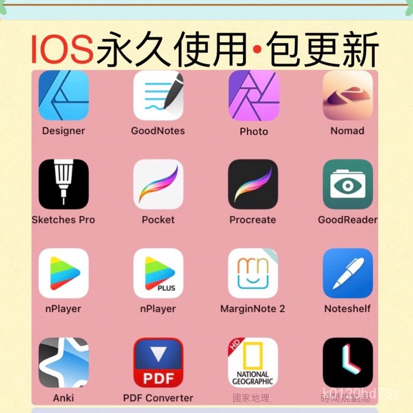 【精品軟體】iPad軟件procreate繪畫goodnotes手賬designer筆記Anki＋nomad G4K1