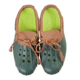 美國加州 PONIC&Co. CODY 防水輕量 洞洞半包式拖鞋 雨鞋 深綠色 男女 休閒鞋 懶人鞋 真皮流蘇 環保膠鞋