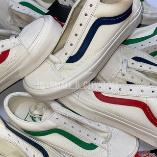 ☆小B之都☆VANS Style 36 米白 紅/藍/綠 基本款 紅標 滑板鞋 GD