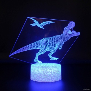 專配恐龍係列3D小夜燈led遙控七彩觸摸創意禮品燈床頭燈臺燈