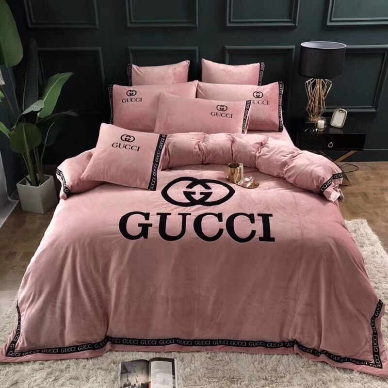 Gucci 風格 水晶絨毛床包四件組 🉑️改床裙➕200
