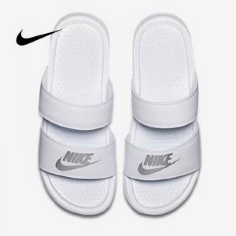 二手 Nike 雙條白色拖鞋 US6 / 23cm