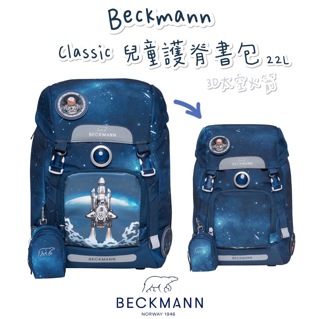 免運聊聊享折扣🎀含保固🎀帝安諾 2022新款 Beckmann 貝克曼 挪威皇家品牌 護脊書包 22L 3D太空火箭