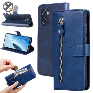 XICCI適用於OPPO Reno 7 5G/Reno 7 Pro 5G/Reno 7SE拉鍊帶卡槽翻蓋皮革手機殼