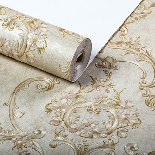 墻紙 墻布 高檔歐式田園壁紙美式鄉村3d立體浮雕無紡布墻紙客廳臥室背景墻ab 蝦皮購物