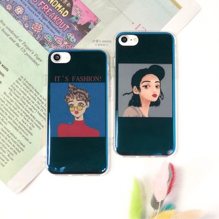 藍光插畫女孩手機殼 軟殼 適用 iPhone 6 6S iPhone 7 iPhone8 iPhoneSE2