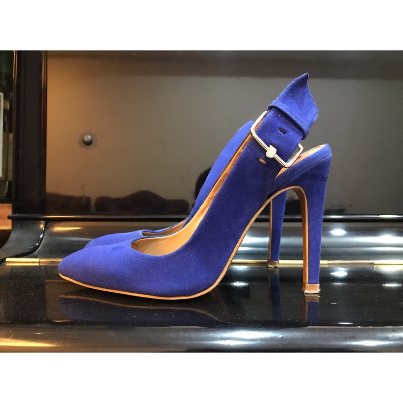 Zara 寶藍色 尖頭高跟鞋 包鞋