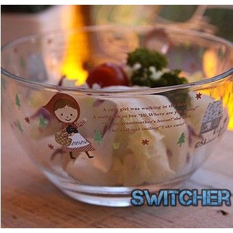 [限時優惠]韓國經典卡通 玻璃碗 麵碗 沙拉碗 耐熱玻璃碗 創意碗 燕麥碗 小紅帽 湯碗 泡麵碗 聖誕節 禮物