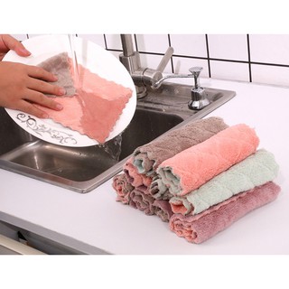 出清 珊瑚絨抹布 雙面吸​​水抹布 洗碗巾 擦碗毛巾 雙面清潔巾 洗碗抹布 清潔布 T0299