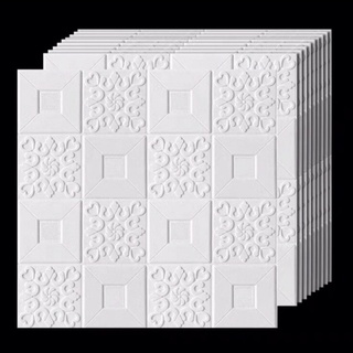 臺灣熱賣隔音泡沫3D立體牆貼大尺寸70*70cm自粘壁紙天花板貼電視背景牆面裝飾泡沫磚牆紙