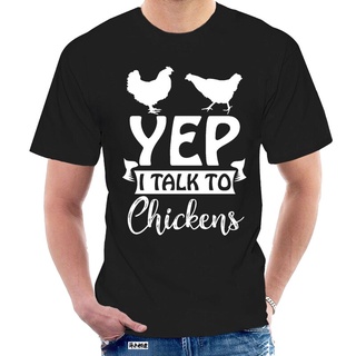 棉質 T 恤 Chicken Lady T 恤 - Yep I Talk To Chickens 休閒 T 恤男短袖圖案