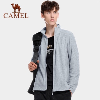 Camel 男士戶外抓絨外套休閒抓絨保暖雙面上衣