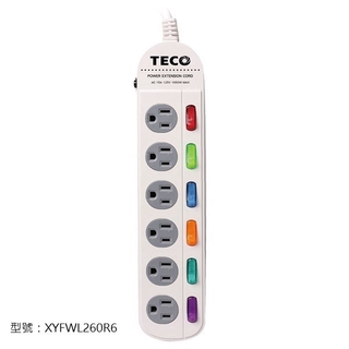 TECO 六開六插 延長線 安全延長線 延長線 多孔延長線 電源線 XYFWL260R6 現貨 廠商直送 宅配免運