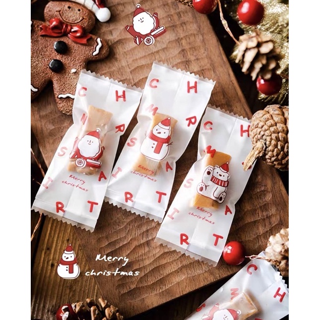 【麥歡樂】厚 聖誕節 3圖案 雪人 牛軋糖 軟糖 寒天糖 包裝袋 封口袋 包裝袋 糖果袋 機封袋【烘焙材料】