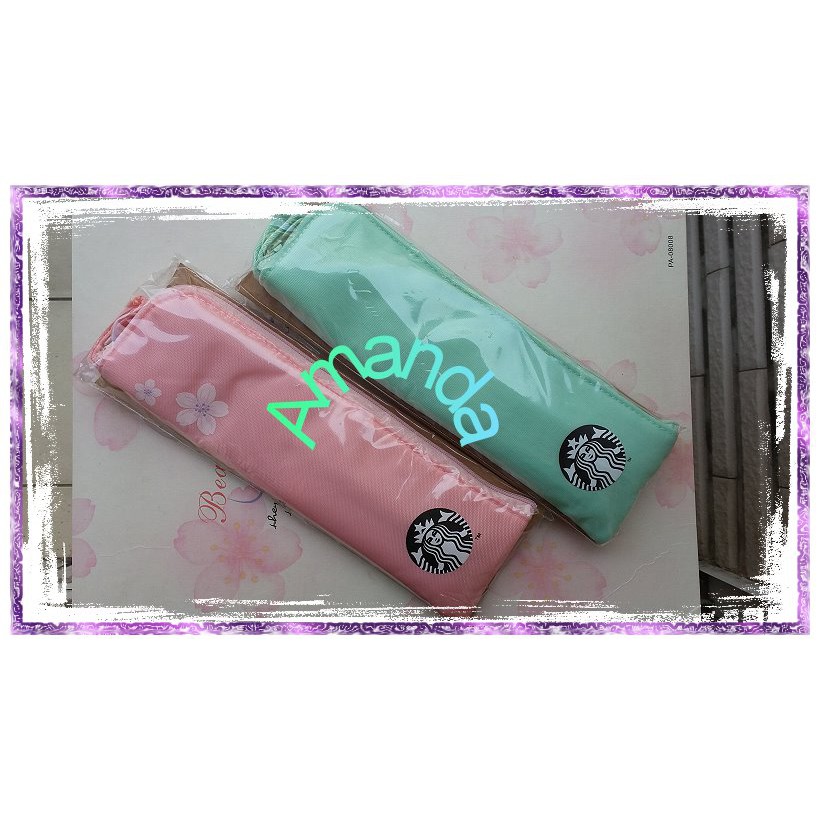 星巴克 Starbucks 2020 全新 浪漫櫻花餐具袋組+星巴克餐具袋組-湖水綠