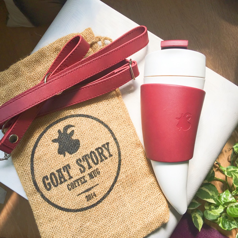 二手goat Story 真皮山羊角咖啡杯 12oz 350ml 酒紅色goat Mug 近新水壺杯子時尚 蝦皮購物