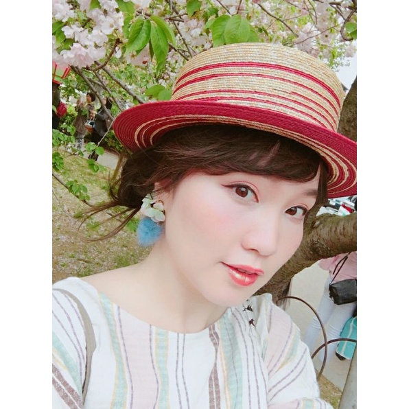CORDATE × Ayako 綠粉毛球耳環(耳釘式)