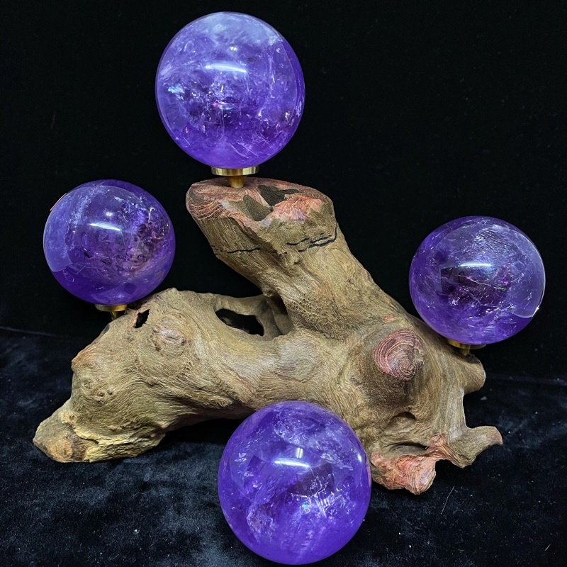 🔮 Bèi蓓水晶 ღ紫水晶球 紫晶球 紫水晶 水晶球 天然水晶 招智慧 財富 貴人 附球座