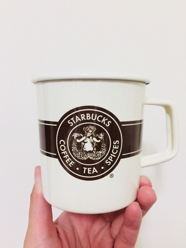 星巴克 STARBUCKS 1912琺瑯杯 咖啡/白 全新