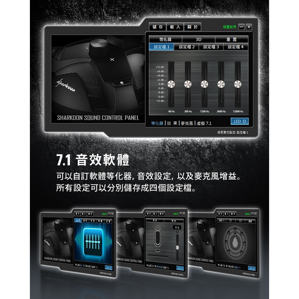 一統電競 旋剛sharkoon X Rest 7 1 夜行者2 Usb 音效卡耳機架背光 蝦皮購物