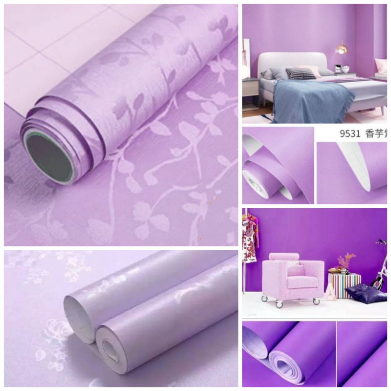 Ungu 純紫色牆壁紙紋理葉子條紋奢華優雅現代當代