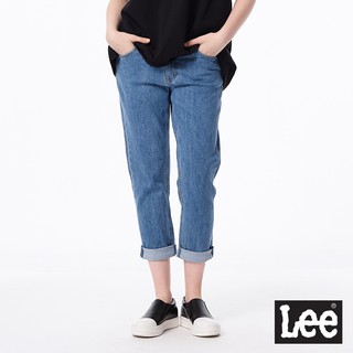 Lee 401 彈性中腰合身小直筒牛仔褲 女 中藍 Modern LL20025395C