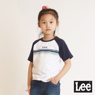 Lee 小Logo撞色連袖短袖T恤 男女童裝 丈青LL20019866T