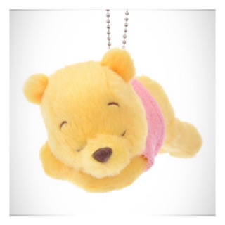 稀有 日本 限定 迪士尼 Disney 小熊維尼 Pooh 娃娃 吊飾 睡覺 睡眠 趴睡 休息 粉色