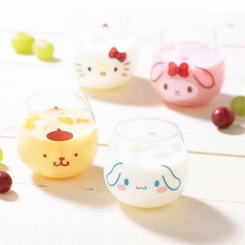 現貨 日本製 玻璃杯 Hello Kitty 美樂蒂 布丁狗 透明杯 牛奶杯 兒童水杯 水杯 杯子 杯 富士通販