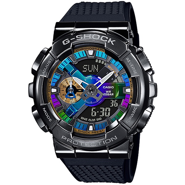 【CASIO】卡西歐 G-SHOCK 重工業風金屬雙顯手錶 GM-110B-1A 台灣卡西歐保固一年