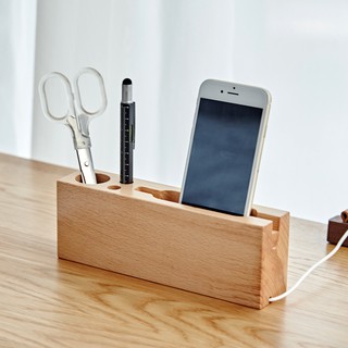 【現貨商品】【木製良品】 實木筆筒手機收納架 【LifeShopping】