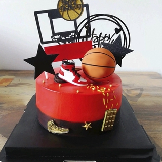 【C❤L】現貨 籃球模型 鞋 黑紅籃球 男神 蛋糕擺件