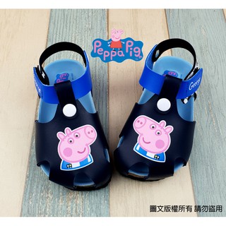 【螃蟹小舖】童鞋 peppapig 佩佩豬 粉紅豬小妹 喬治 足球款 包頭涼鞋 PG4535 藍
