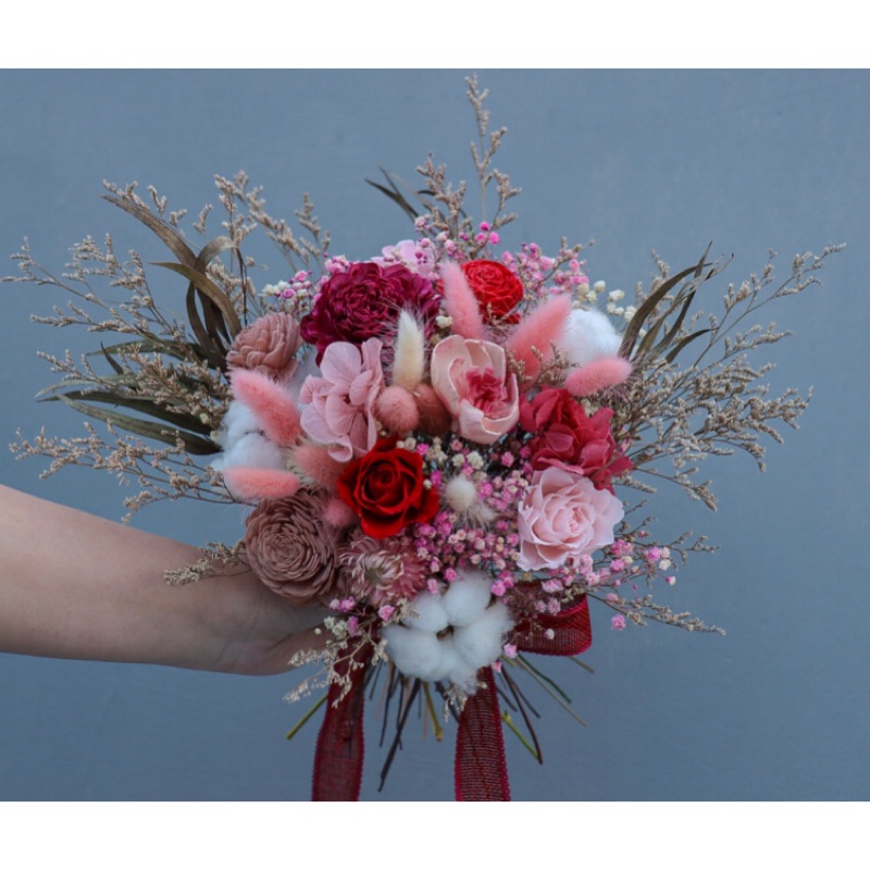 無聊花藝 超質感球型捧花鮮花捧花乾燥花捧花新娘捧花乾燥花捧花花束畢業花束恆星花永生花婚禮小物結婚禮