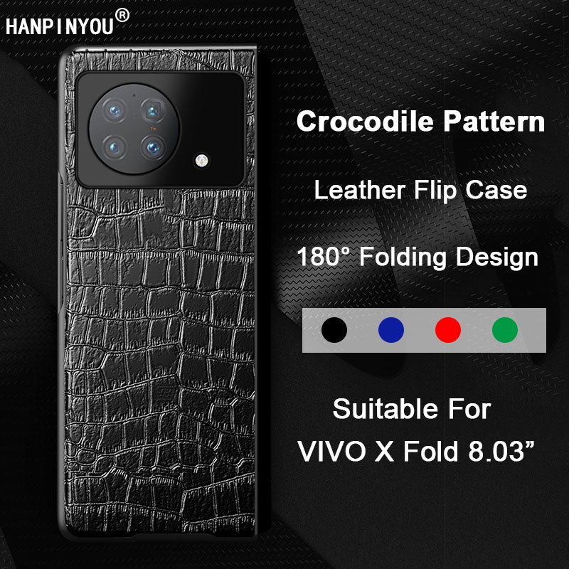Vivo X Fold 8.03 “超薄防指紋後蓋保護殼的 PU 皮革鱷魚紋紋理翻蓋保護套