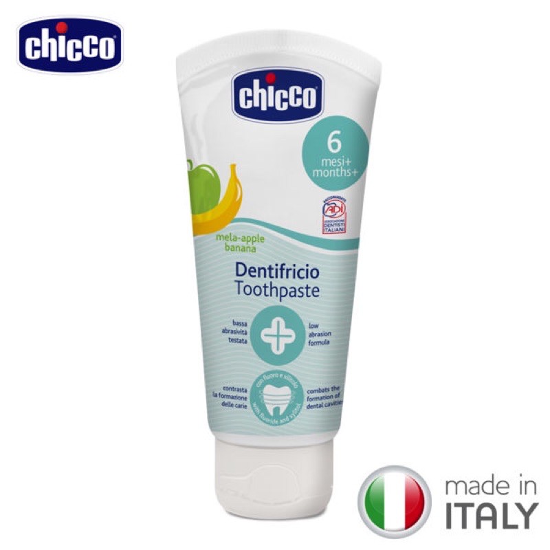 義大利Chicco 兒童木醣醇含氟1000ppm牙膏（6個以上）蘋果香蕉