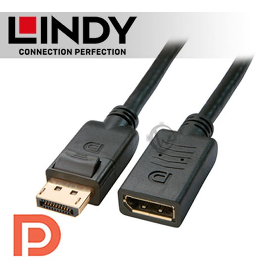 LINDY 林帝 DisplayPort 1.3版 公 to 母 數位傳輸線 0.5m (41622)