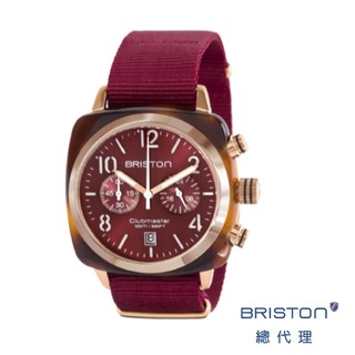 BRISTON 手工方糖錶 折射光感 酒紅 吳謹言紅 雙眼 方糖錶 玳瑁琥珀框 女錶 手錶 1558